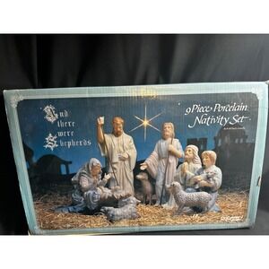 9 Piece‎ Porcelain Nativity Set Shepherd Nativity Scene Christmas Decor